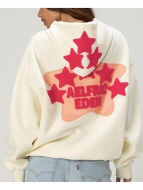 Aelfric Eden Embroidered Eden Star Womens Oversized Hoodie Cream